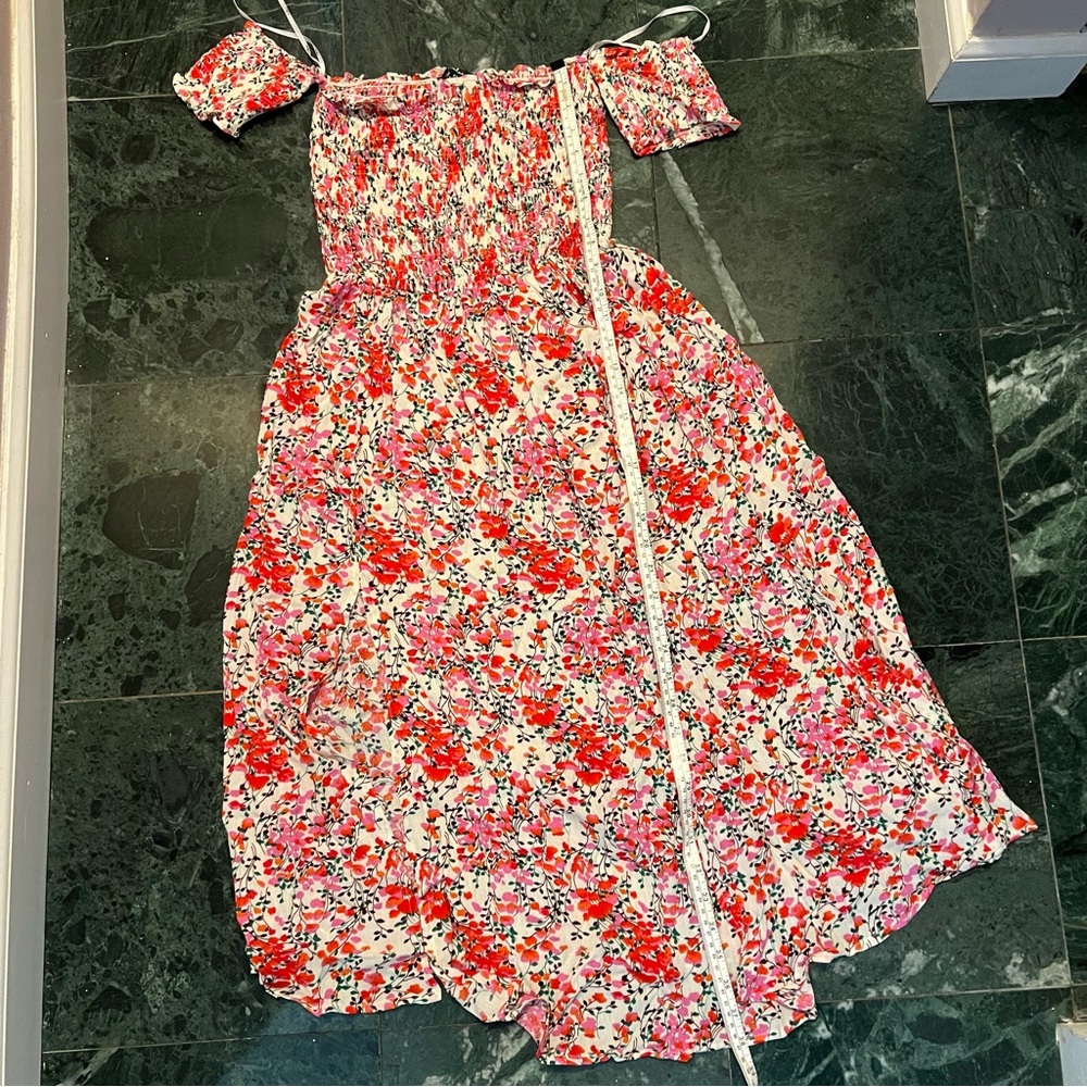 Lulus midi floral dress off the shoulder